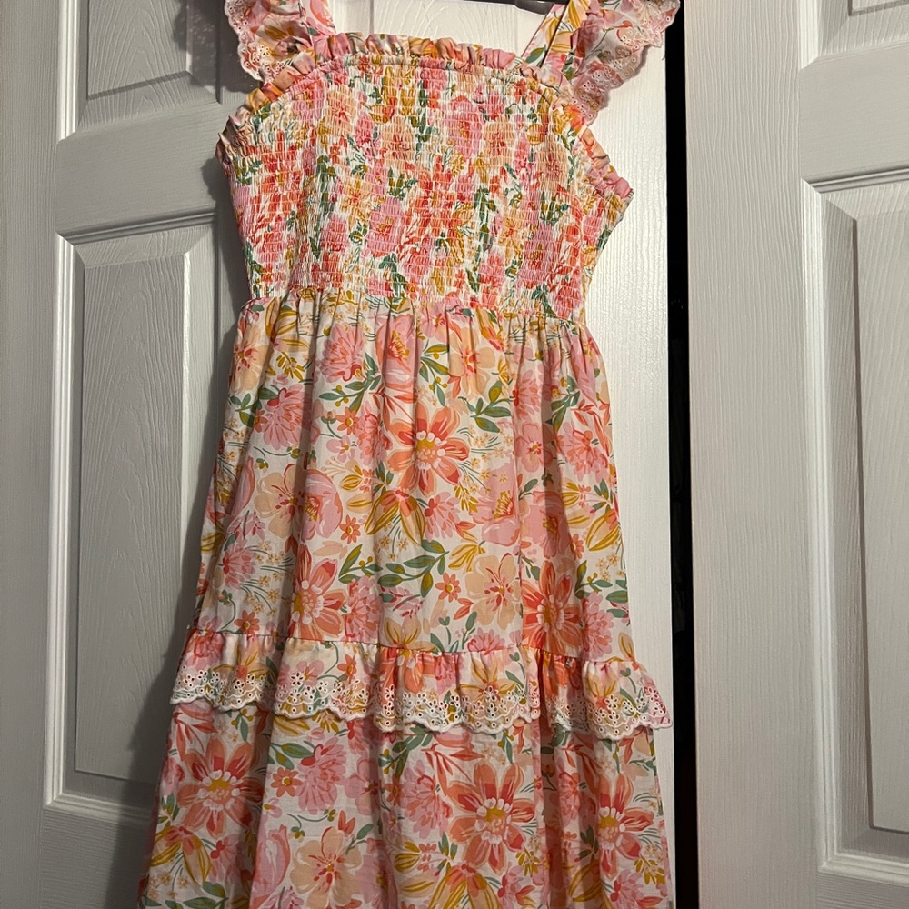NWOT Haute Hippie Orange and Pink Smocked Tiered Sundress - Picture 3 of 13